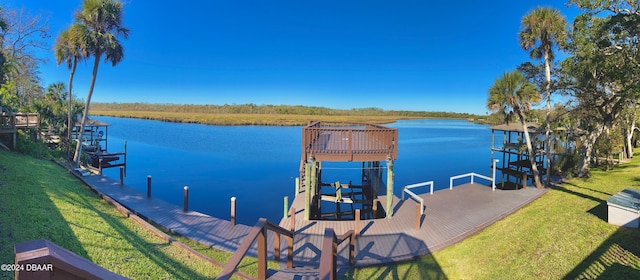 3 Tomoka View Dr, Ormond Beach, FL 32174 - dock area with boat lift and a water view