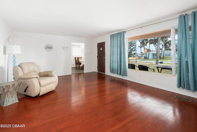 living area with wood-type flooring