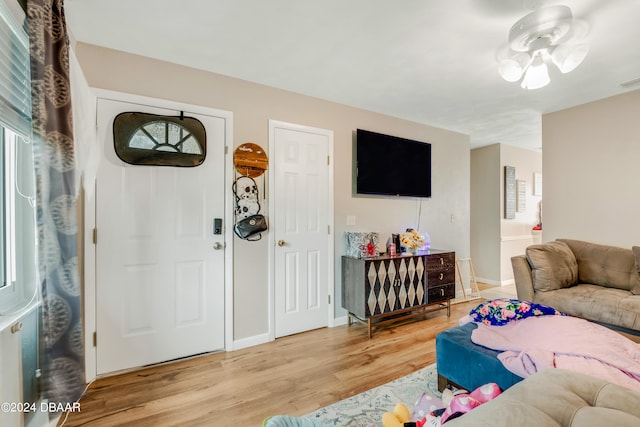 living room with light wood-type flooring