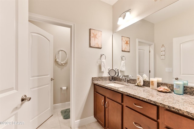 bathroom with tile patterned flooring and vanity