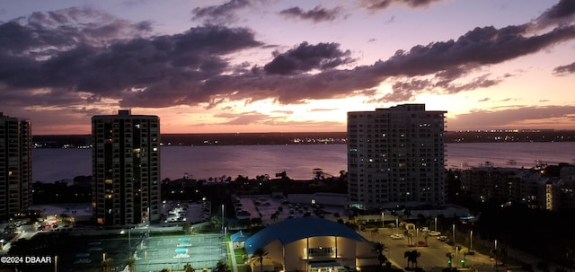 property's view of city featuring a water view