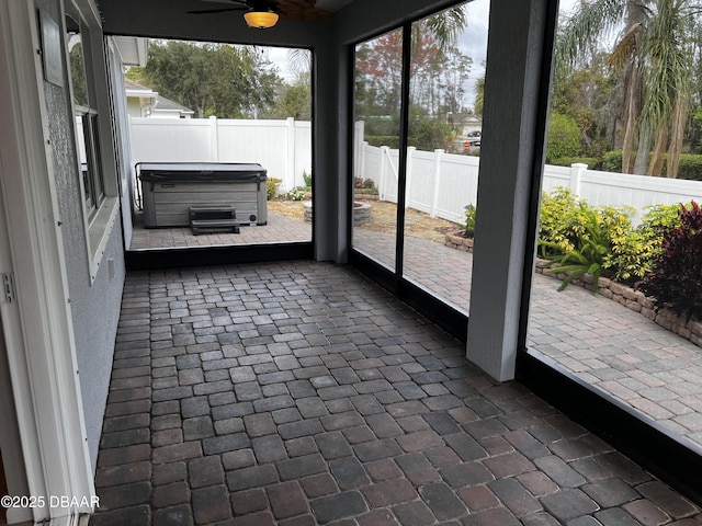 view of unfurnished sunroom