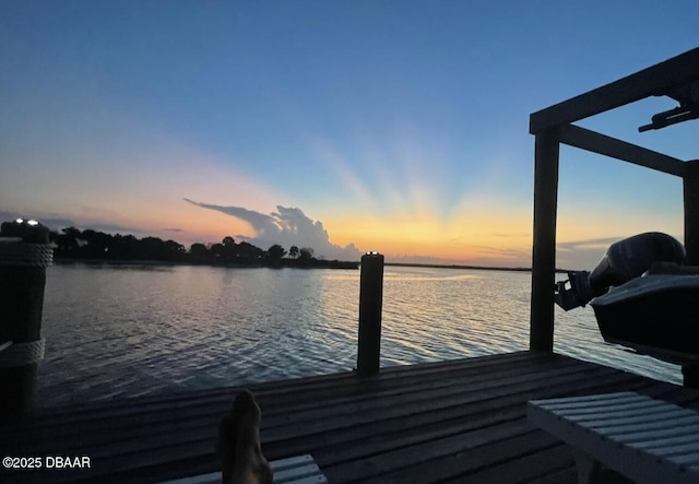 dock area featuring a water view