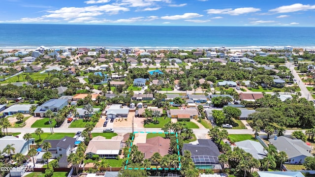 22 Sand Dune Dr, New Smyrna Beach, FL 32169 - aerial perspective of suburban area featuring property boundaries highlighted and a nearby body of water