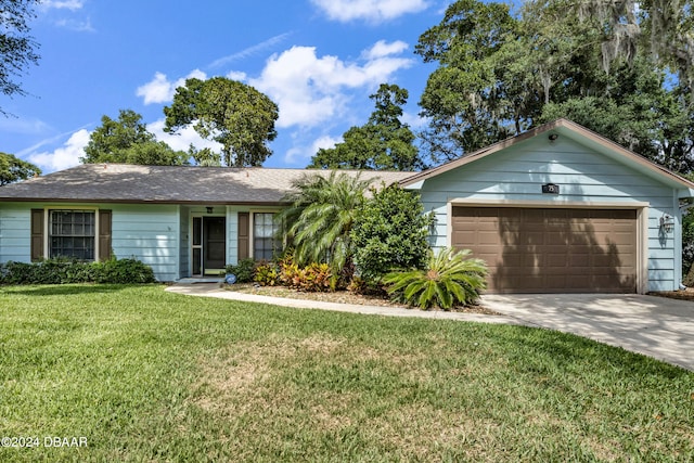 75 Sycamore Cir, Ormond Beach, FL 32174 - ranch-style home with a garage and a front lawn
