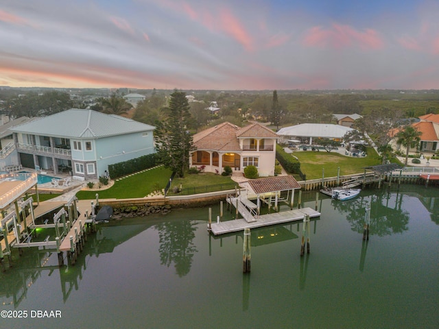 exterior space featuring a water view