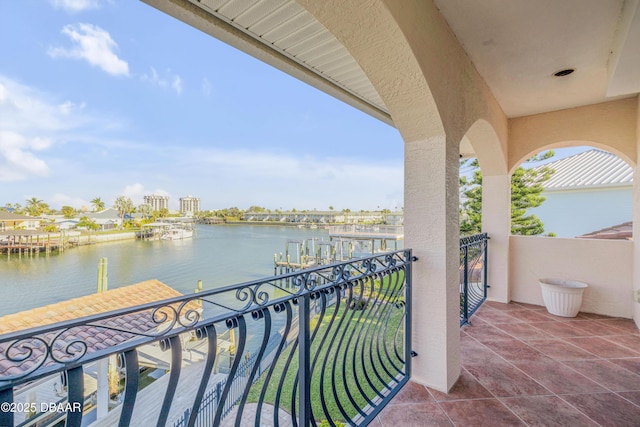 balcony with a water view