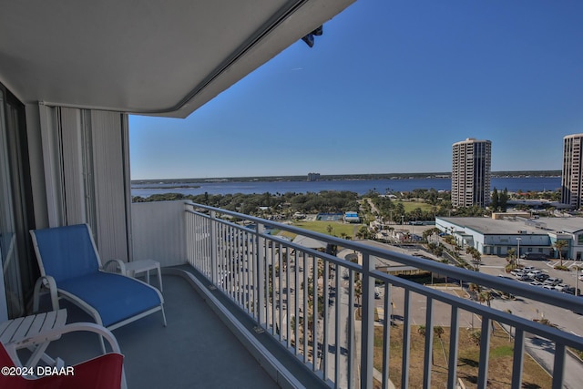 balcony with a water view