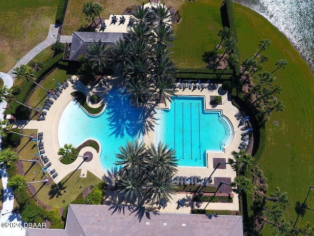 view of swimming pool with a patio area