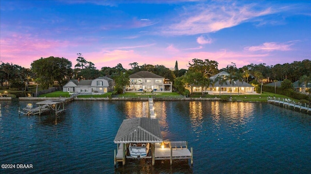 view of dock featuring a water view