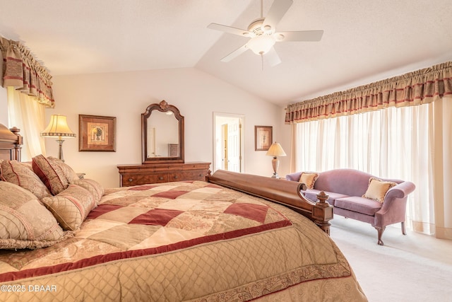 7 Fernery Trl, Ormond Beach, FL 32174 - carpeted bedroom with vaulted ceiling and a ceiling fan