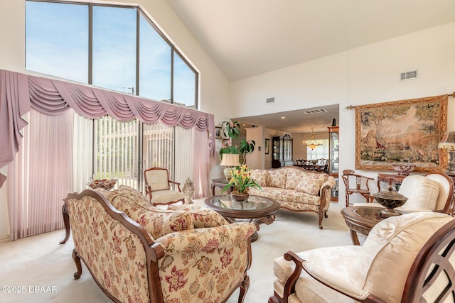 7 Fernery Trl, Ormond Beach, FL 32174 - carpeted living room with a high ceiling