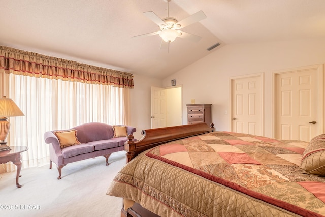 7 Fernery Trl, Ormond Beach, FL 32174 - bedroom with carpet flooring, vaulted ceiling, and ceiling fan