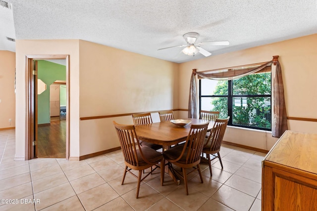 104 Herring Gull Ct, Daytona Beach, FL 32119 - dining room featuring ceiling fan, light tile patterned floors, and a textured ceiling