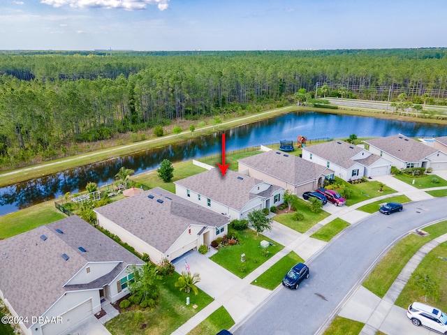 bird's eye view featuring a water view