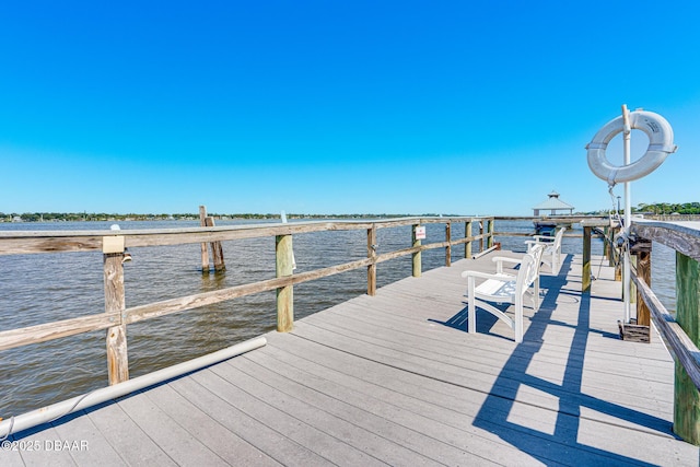 view of dock featuring a water view