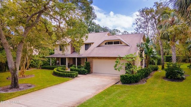 view of front of home featuring a garage and a front yard