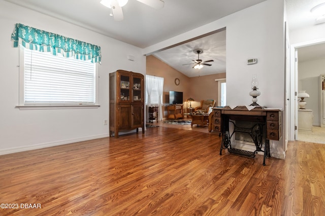 2835 Nordman Ave, New Smyrna Beach, FL 32168 - living room featuring ceiling fan, wood finished floors, and baseboards
