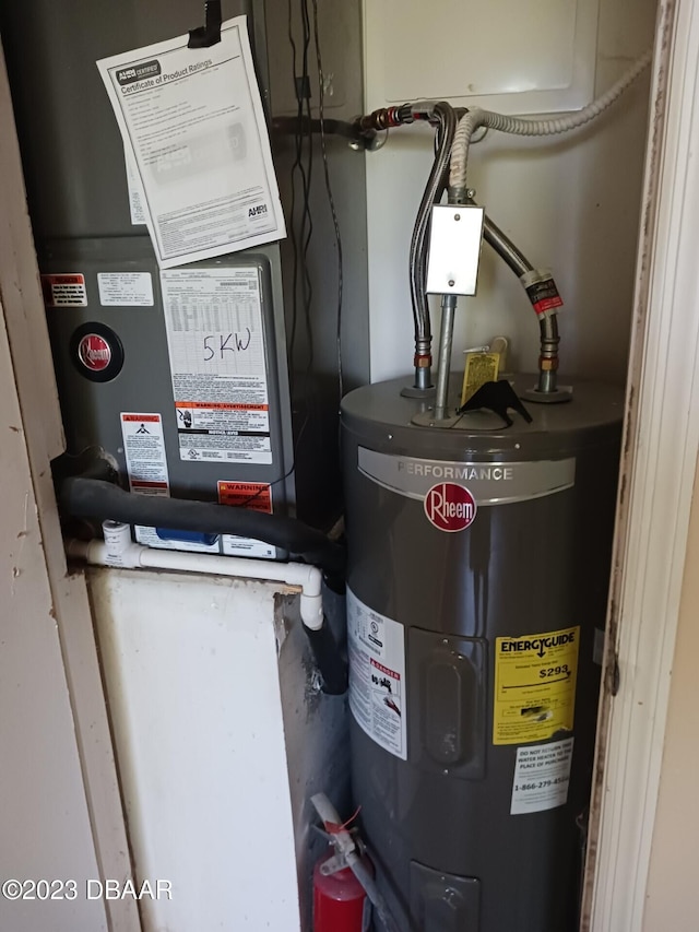 utility room with water heater