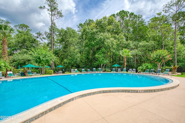 47 Abacus Ave, Ormond Beach, FL 32174 - community pool featuring view of wooded area and a patio