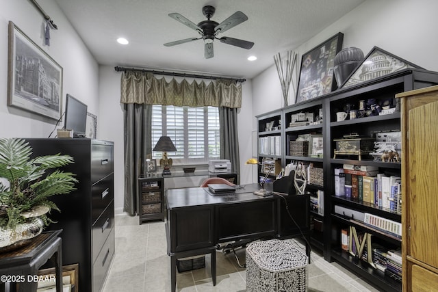 47 Abacus Ave, Ormond Beach, FL 32174 - office featuring ceiling fan, light tile patterned floors, and recessed lighting