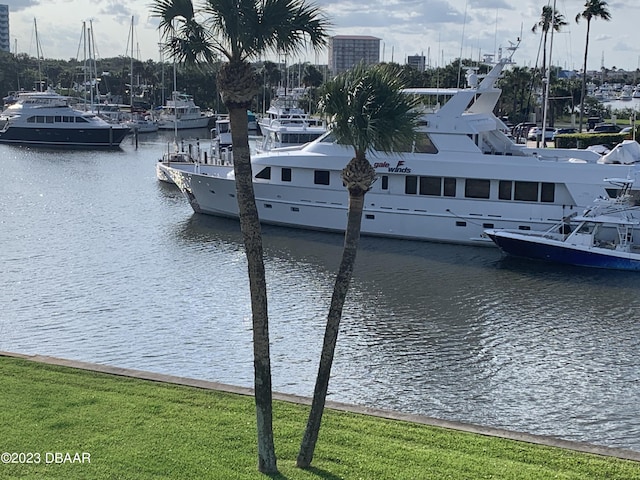 exterior space featuring a water view