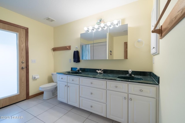 bathroom with tile patterned floors, vanity, and toilet