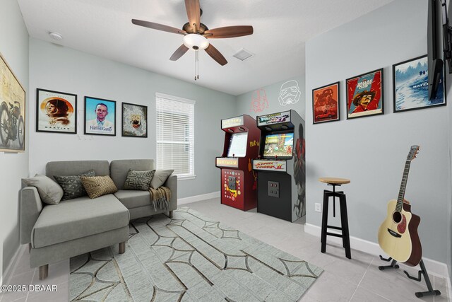 113 Azure Mist Way, Daytona Beach, FL 32124 - tiled living area with ceiling fan and baseboards