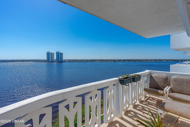 balcony with a water view