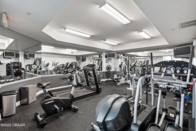 3737 S Atlantic Ave Unit 702, Daytona Beach, FL 32118 - workout area featuring a raised ceiling
