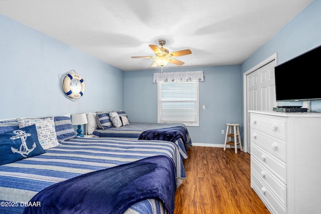 3333 S Atlantic Ave Unit 1802, Daytona Beach, FL 32118 - bedroom with wood finished floors and ceiling fan
