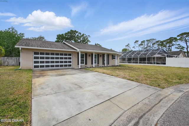 ranch-style house featuring a garage and concrete driveway