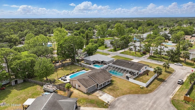 aerial view of a pool