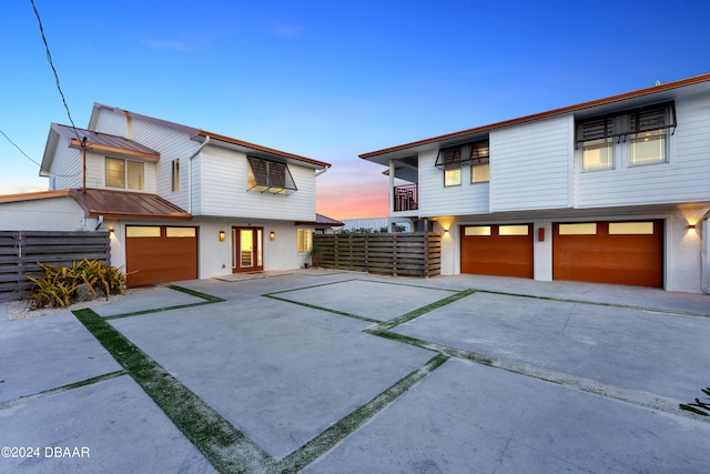 view of front of property featuring a garage