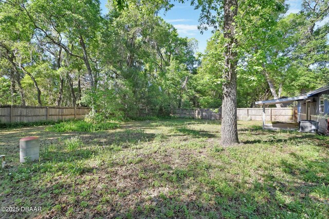 view of yard featuring a fenced backyard