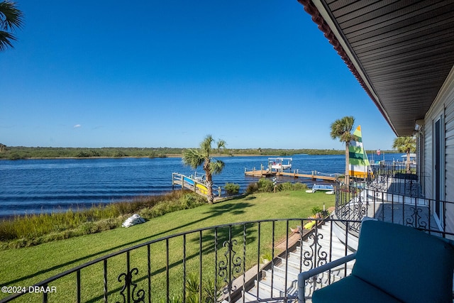 balcony with a water view