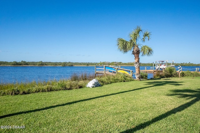 view of water feature featuring a dock