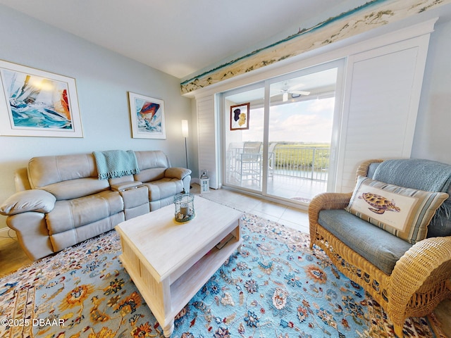 view of tiled living room