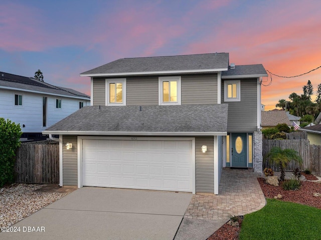 view of front property with a garage