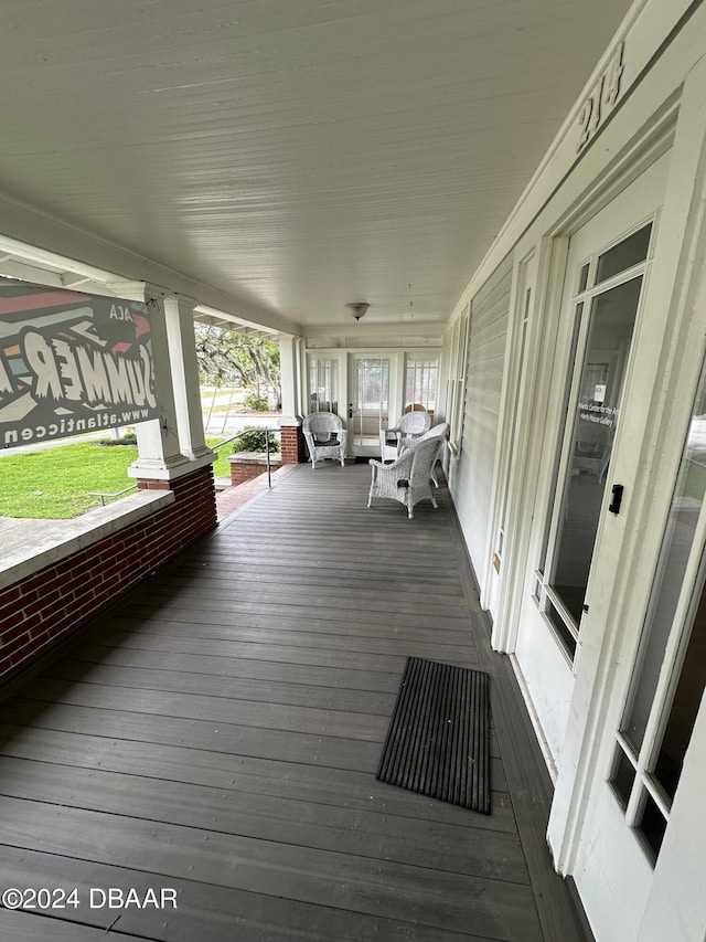 deck featuring covered porch