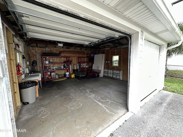 garage with a garage door opener