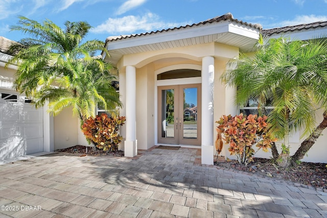 property entrance with french doors