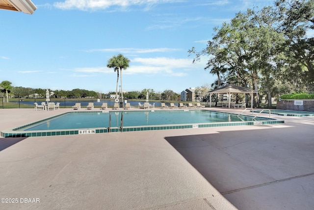 view of pool with a gazebo and a patio