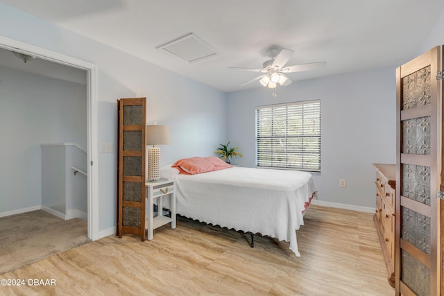 bedroom featuring ceiling fan