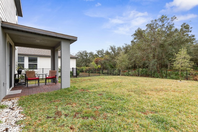 view of yard with a patio area