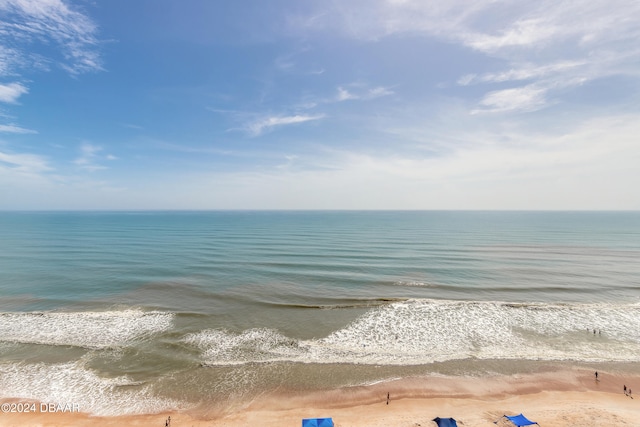 view of water feature with a beach view