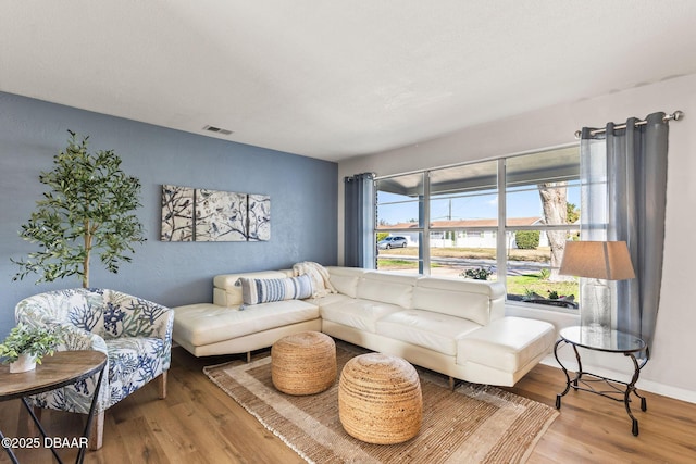 living room featuring light wood-type flooring