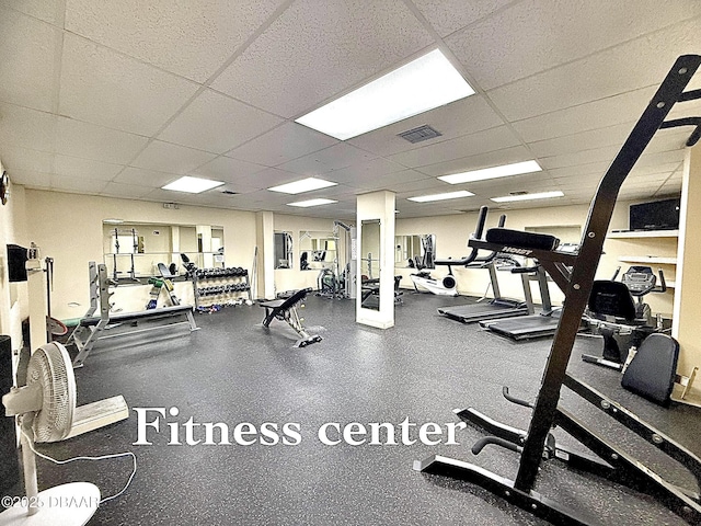1415 Ocean Shore Blvd Unit 907, Ormond Beach, FL 32176 - gym with visible vents and a drop ceiling