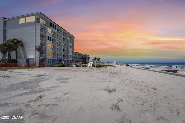 property view of water with a beach view