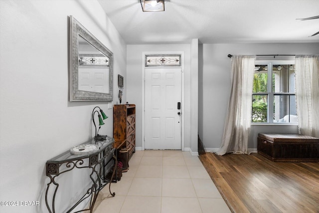 entryway with light wood-type flooring